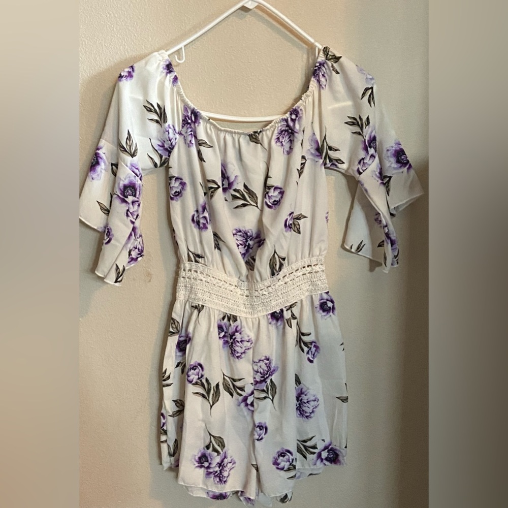 Rue 21 floral Romper off the shoulder dress- Formal - Picture 3 of 8